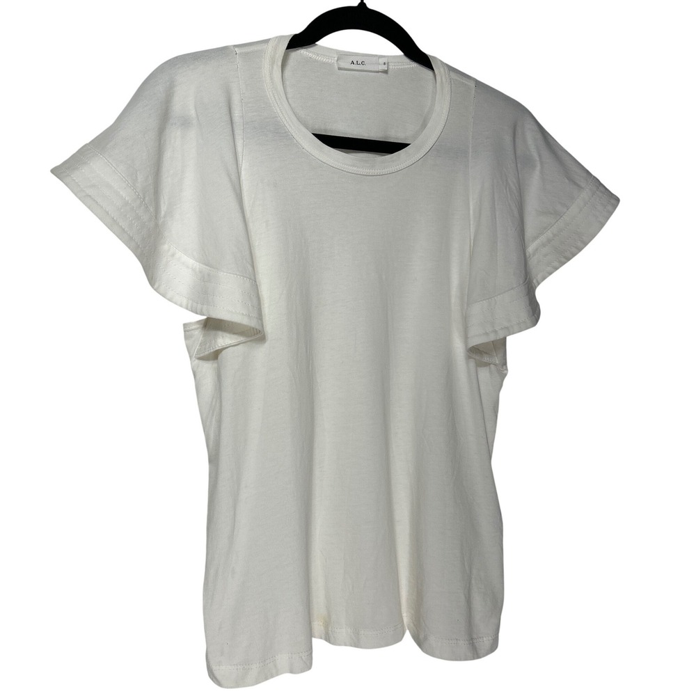 ALC Flutter Sleeve Crew Neck Cotton Tee Shirt White Women's‎ Size S Retail: $135
